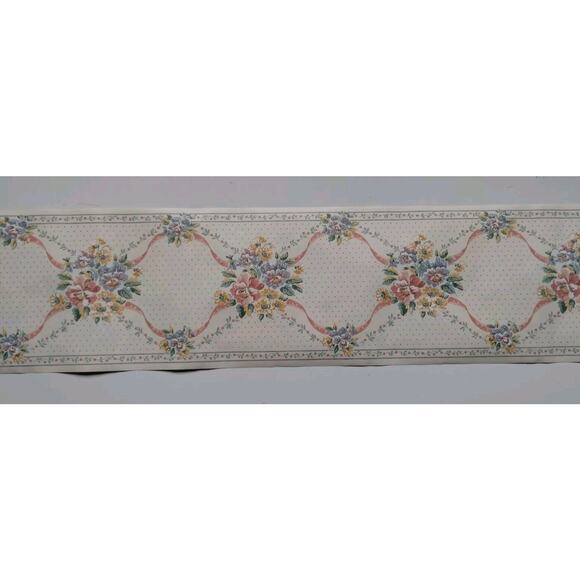 Imperial Pre-pasted Decorative Border - 5yds - Floral Ribbons - Picture 1 of 6